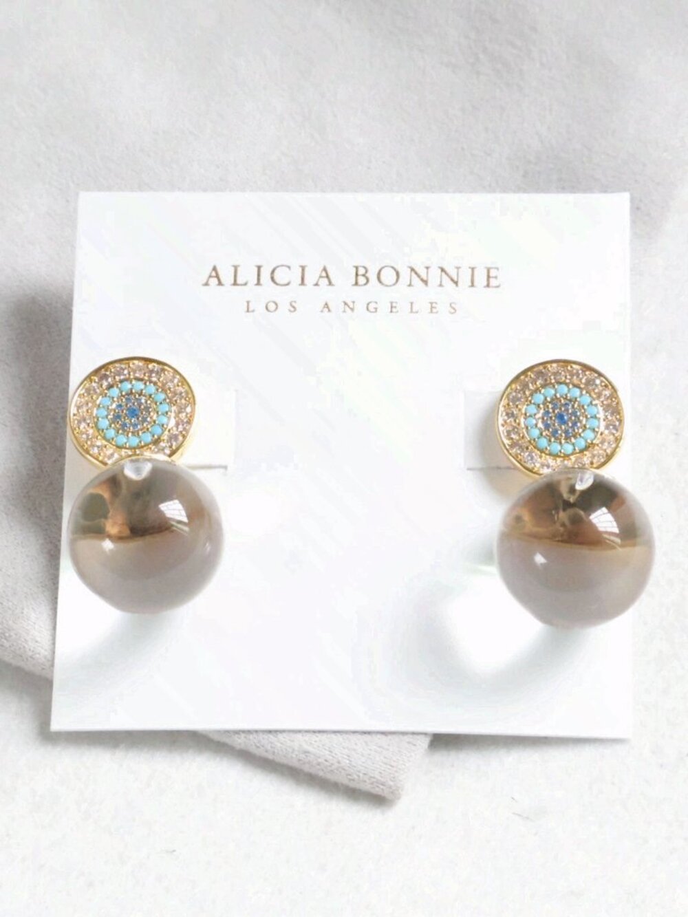 Alicia Bonnie Gold Lyra Drop Earrings NEW